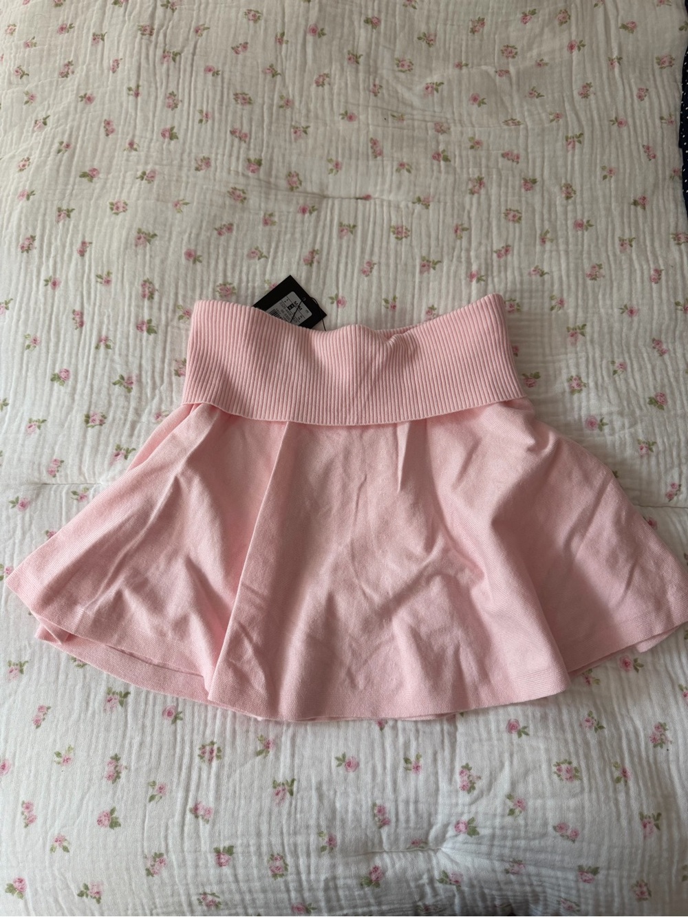 Pink Folded-Waist Skater Skirt - Women